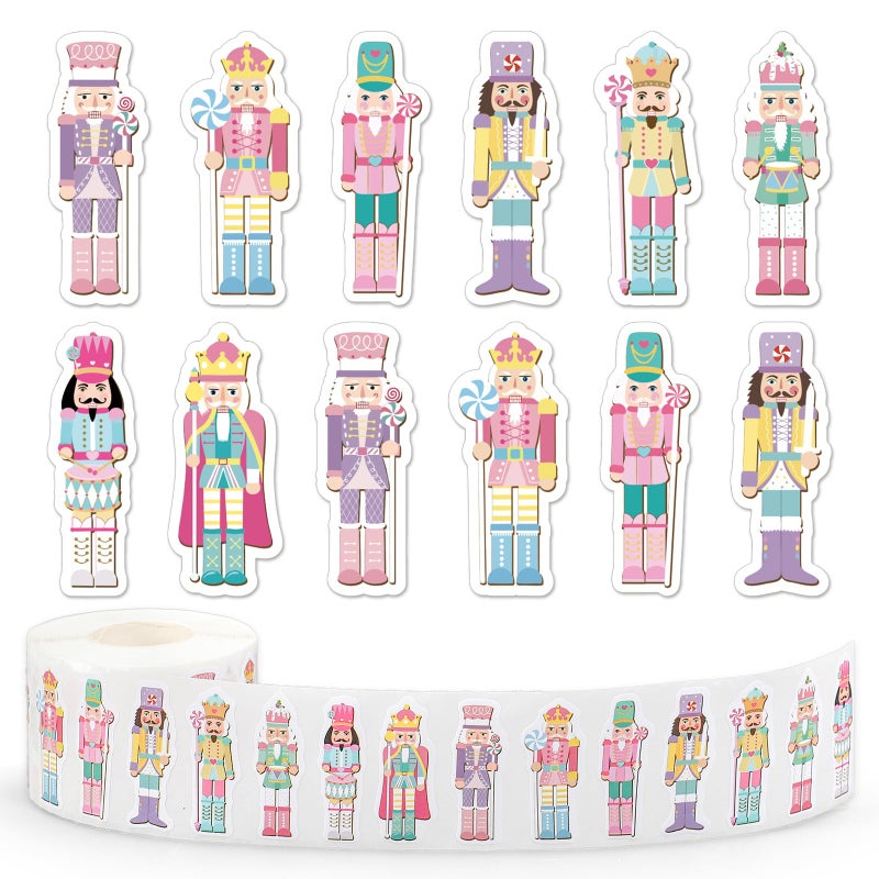 وولاين Whaline 1000 جهاز كمبيوتر شخصى عيد الميلاد ملصقات كسارة البندق لفة الوردي الكرتون كسارة البندق ملصقات ذاتية اللصق لعيد الميلاد عيد ميلاد عطلة سجل القصاصات مجلة ديكور المغلف، 8 تصاميم - Image 1